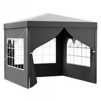 Carpa de fiesta 3x3 gris con 3 laterales y protección UV