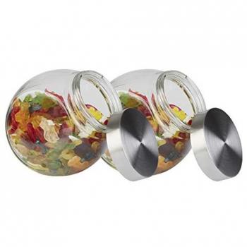 APS Vorratsbehälter, 2er Set, Edelstahl und Glas, 1000 ml