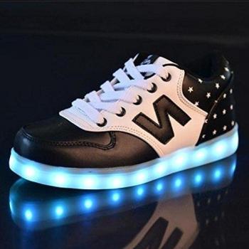 Teckey USB de car ga de 7 colores de luz LED unisex zapatilla de deporte del zapato por la fiesta de baile de Navidad de San Valentín
