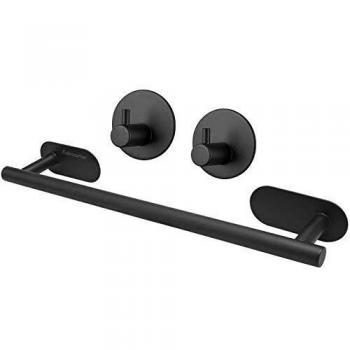Toallero de Baño Adhesivo Sin Taladro 50 cm Negro