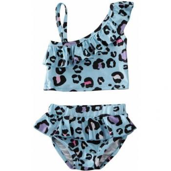 Girls One-Shoulder Leopard Ruffle Swimsuit