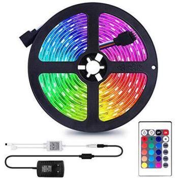Sunnest Ruban LED 5m 3528 RGB Multicolore 300 LED IP65 Télécommande Infrarouge 24 Touches 2A 12V