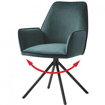 Sedia da Pranzo Girevole HWC-G67 con Braccioli in Velluto Verde