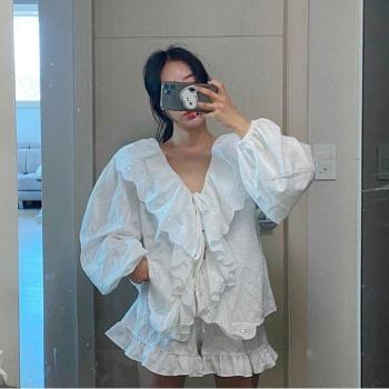 Summer Lace V-Neck Pajama Set for Women