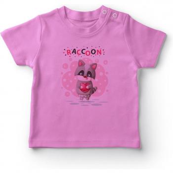 Cute Raccoon Heart Baby Girl Pink T-Shirt