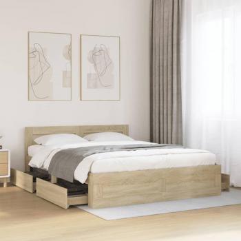 VidaXL Bed Frame with Headboard Sonoma Oak 150x200 cm