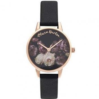 Olivia Burton Damen Quarzuhr Schwarz & Roségold Fine Art 30 mm