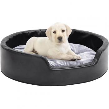 69x59x19 cm Black and Grey Dog Bed with Plush and Faux Leather, vidaXL Brand
