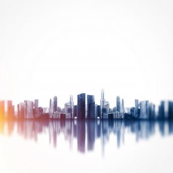 Acrylglasbild QUEENCE Skyline, bunt, B:80cm H:120cm T:2,4cm