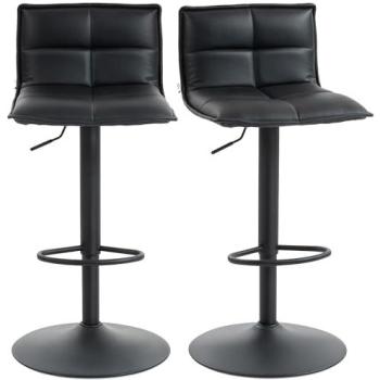Dual-Height Swivel Bar Chairs – Black (Set of 2)