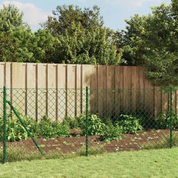Green Chain Link Fence with Flange from Vidaxl (1.1m x 10m)