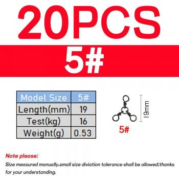 Apareils de pêche à la traîne, acier inoxydable noir nickel, 3 voies pivotantes, 30-220lb, 20 pièces pour le catfish
