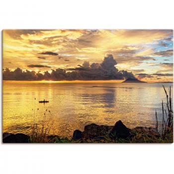 Leinwandbild ARTLAND »Sonnenuntergangszauber mit Boot«, 90cm x 60cm