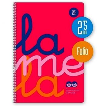 Cuaderno espiral fº 80h 90g 2,5mm rosa cuadrovia polipropileno fluor