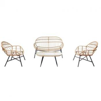 CONCEPT-USINE Conjunto de muebles de jardín sofá 4 plazas + sillones beige evora