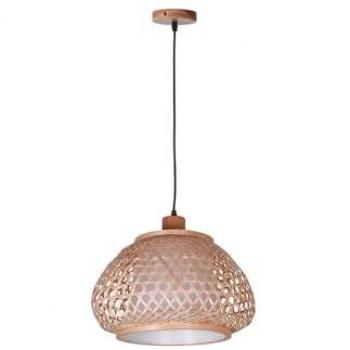 Suspensión Java D.35cm 1xE27 en madera y paja