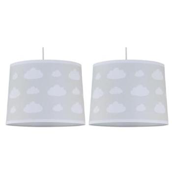Double Cloud Light Grey Fabric Pendant Shade Set