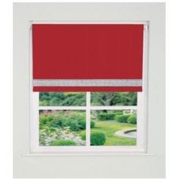 New Edge Blinds Straight Diamante Edge Border Blackout Roller Blind 165cm Drop