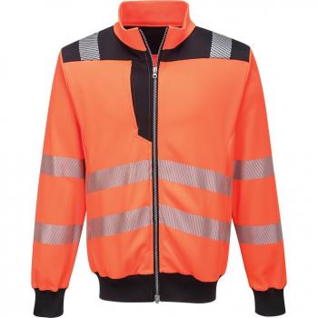 Felpa a Zip Alta Visibilità PW370 Nero/Arancione XL