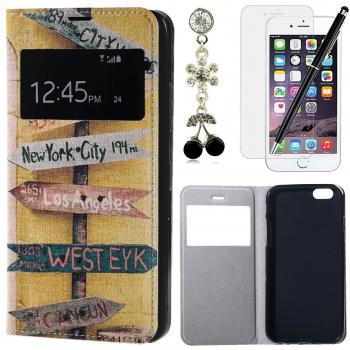HB-Int 4*1 Case Cover Carcasa iPhone 6 plus Funda Libro Case con Tapa Flip Case Cover Cierre Magnético Función de Soporte Billetera