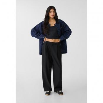 Pantaloni eleganti baggy neri con pince 42