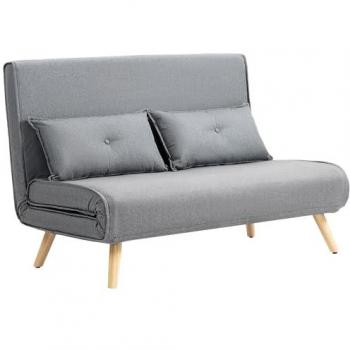 HOMCOM Dual‑Seat ClickClack Settee with Pillows – Grey