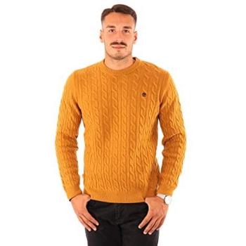 Pull torsadé à col rond Timberland Phillips Brook pour homme en jaune, Taille S