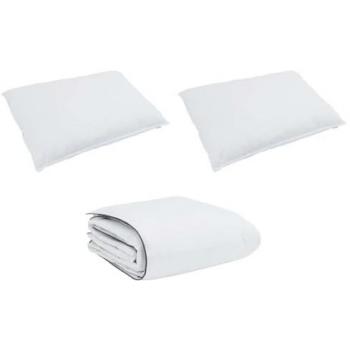 Duvet con cuscino 3 pezzi bianco microfibra, cotone e piuma d’anatra