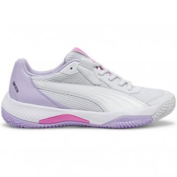 Puma Nova Court Trainers Silver Mist / White / Vivid Violet female UK 7