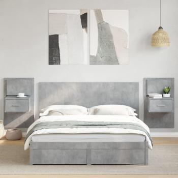 Bed Headboard with Cabinets Concrete Grey 160 cm Engineered Wood Vidaxl