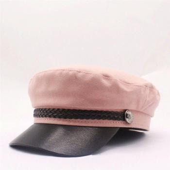 Black Cotton Newsboy Cap – Women's Winter & Spring Hat