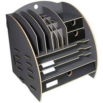 Werkhaus - Ablage Leo Organizer Grau Briefablage Stiftehalter Schreibtisch Holz