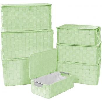 Caisse rectangulaire polyester vert pastel 40×30 cm