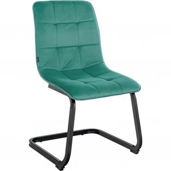 Sedia Elegante Velluto Verde con Struttura Nera
