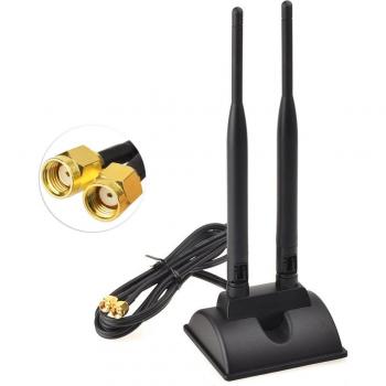 Superbat 6DBi Omni-Directional Dual Antenna RP-SMA Plug for Indoor WiFi Signal