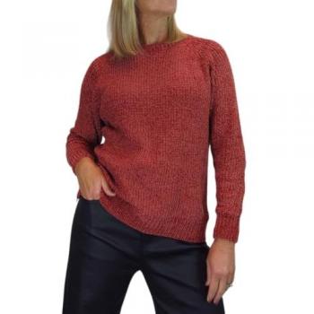 Burnt Orange Chenille Crewneck Sweater – Long Sleeve