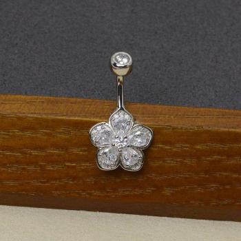 Luxus Bauchnabelpiercing Zirkon 925 Sterling Silber