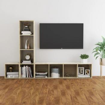 Set Mobili TV 3 Pezzi Rovere Sonoma in Legno Truciolato