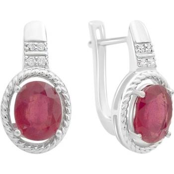 Silver earrings with natural ruby 4.846ct, cubic zirconia (2165231)