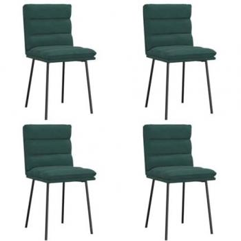 Séries Vert Foncé en Velours – 4 Chaises de Table