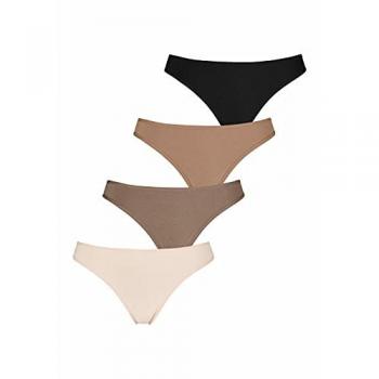 String LASCANA Gr. 32/34, bunt (champagner, nougat, beige, schwarz) Damen Unterhosen aus elastischer Baumwolle