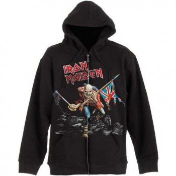 Iron Maiden Unisex Adult Full Zip Hoodie with Scuffed Trooper Back Print
