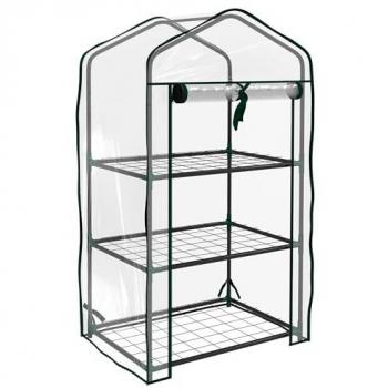 Serre de jardin balcon 3 niveaux métal thermolaqué vert transparent