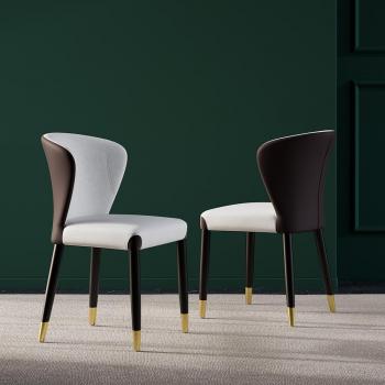 Set of 2 Gray PU Leather Wingback Dining Chairs