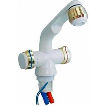 Rubinetto SIFI con micro interruttore bianco oro, acqua fredda e calda