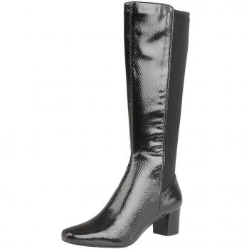 Dorada Lotus Women’s Long Black Shiny Snake Boots