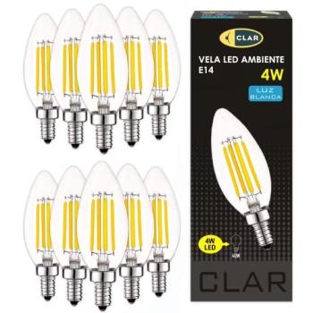 Bombilla LED Vela E14 4W Casquillo Fino