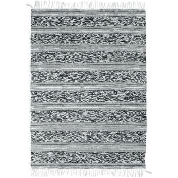 Tappeto TERRA COTTON 100% cotone bande relief bianche e nere 190 x 290 cm
