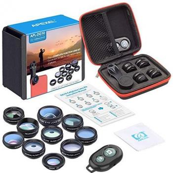 Kit de Lentes APEXEL para Móviles: Macro, Gran Angular y Ojo de Pez