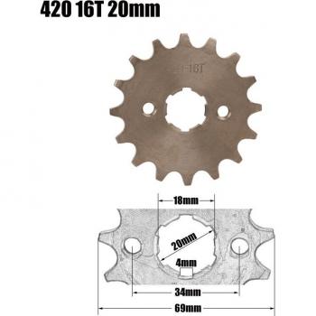 Piñón de Motor para ATV y DIRT BIKE 50cc a 125cc - 16T, Cadena 428